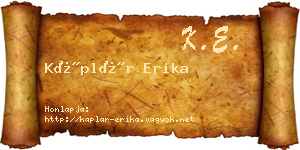 Káplár Erika névjegykártya